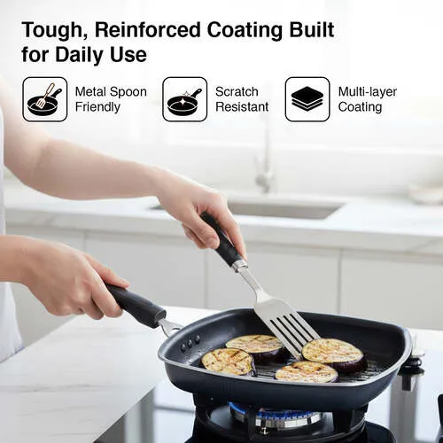 Prestige Omega Select Plus Aluminium Non-stick Coating Square Grill Pan, 25cm, 1.8 L (Black) - Alternate View